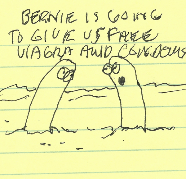 Bernie is going to give us free viagra and condoms