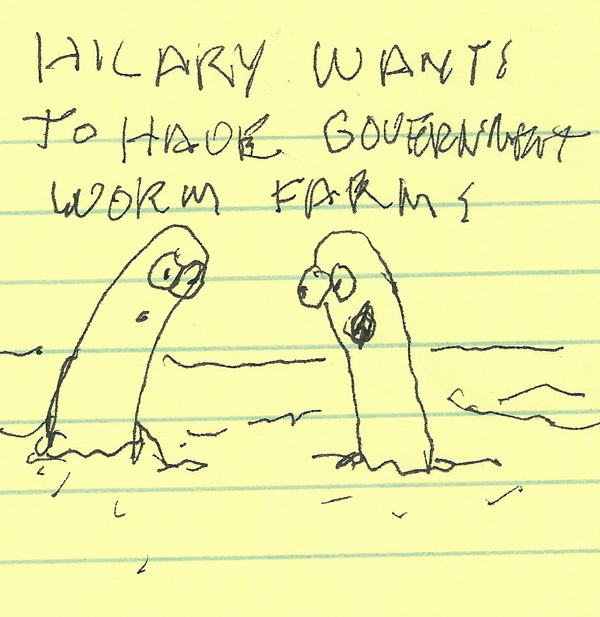 Hilary wants to have government worm farms 